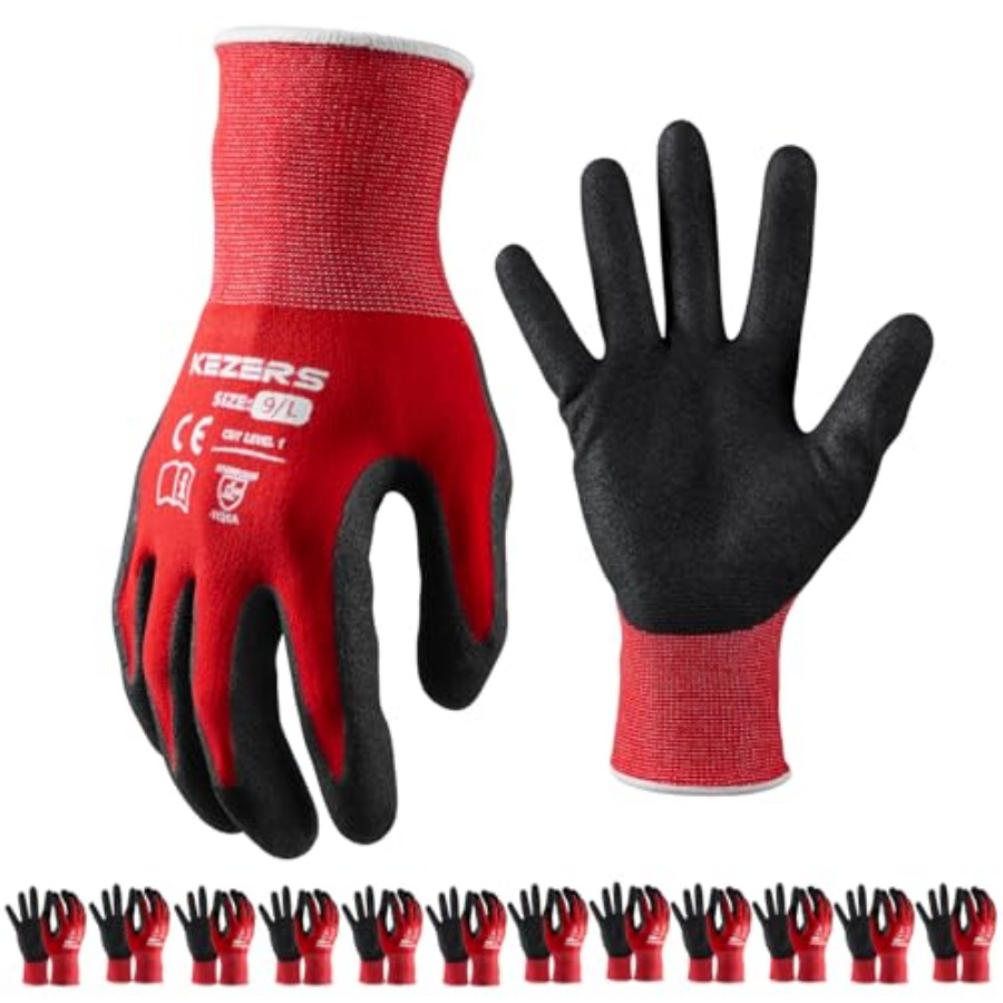 Home Improvement Man - Work Gloves, 12 Pairs MicroFoam Nitrile